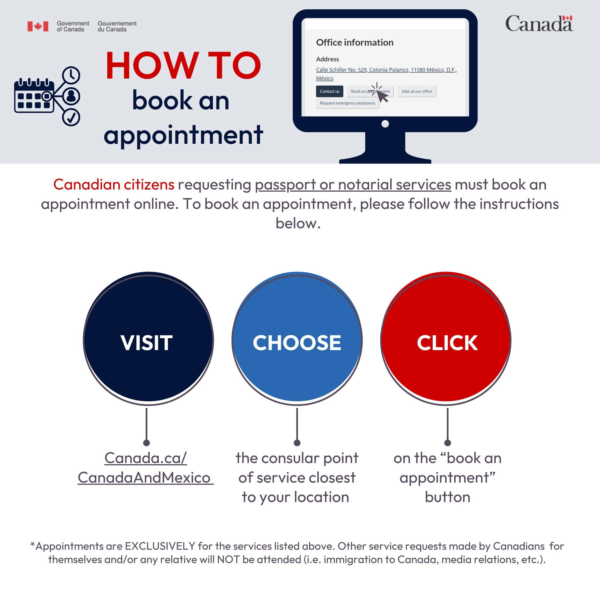 Book a passport or notarial appointment